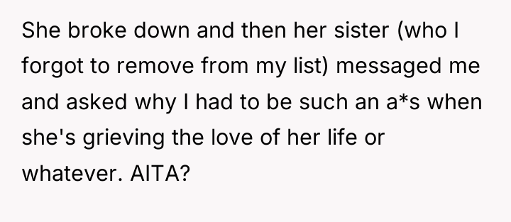 She broke down and then her sister (who I forgot...