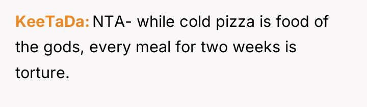 KeeTaDa NTA- while cold pizza is food of the gods,...