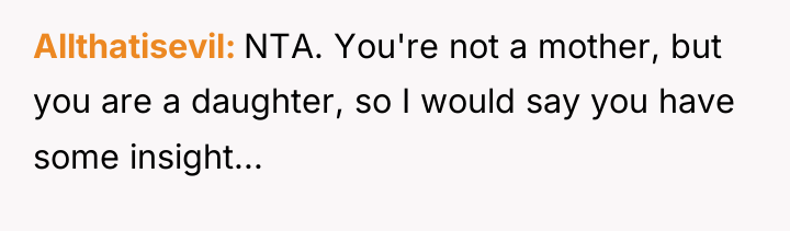 Allthatisevil NTA. You're not a mother, but you are a...