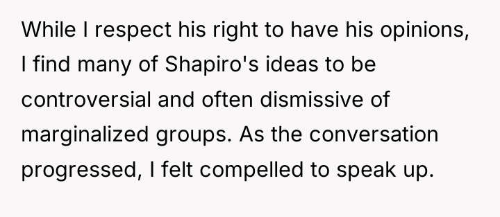While I respect his right to have his opinions, I...