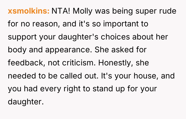 xsmolkins NTA! Molly was being super rude for no reason,...