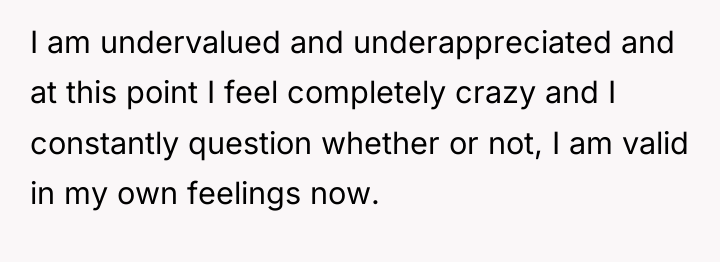 I am undervalued and underappreciated and at this point I...