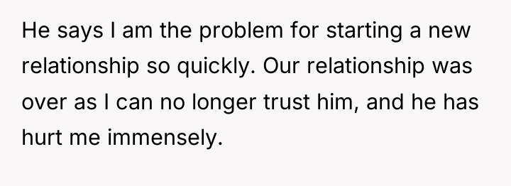He says I am the problem for starting a new...