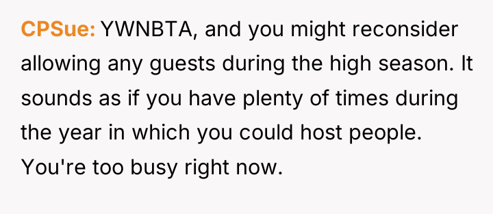CPSue YWNBTA, and you might reconsider allowing any guests during...