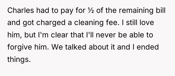 Charles had to pay for ½ of the remaining bill...