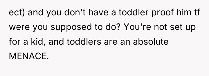 ect) and you don't have a toddler proof him tf...