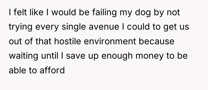 I felt like I would be failing my dog by...