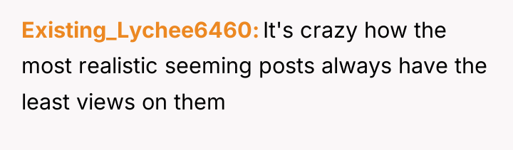 Existing_Lychee6460 It's crazy how the most realistic seeming posts always...