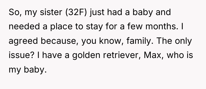 So, my sister (32F) just had a baby and needed...