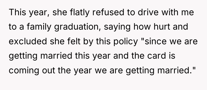 This year, she flatly refused to drive with me to...