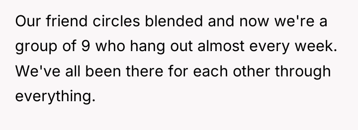 Our friend circles blended and now we're a group of...