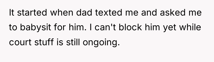 It started when dad texted me and asked me to...