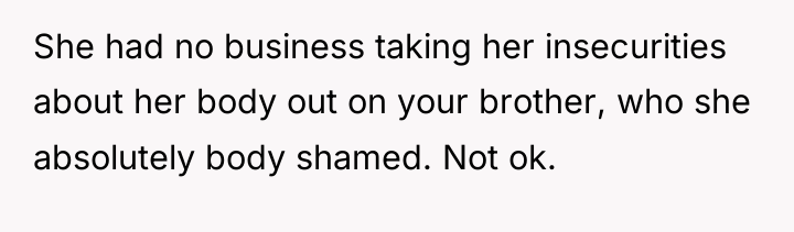 She had no business taking her insecurities about her body...