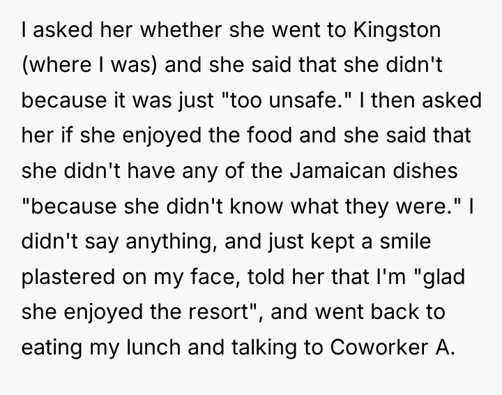 I asked her whether she went to Kingston (where I...