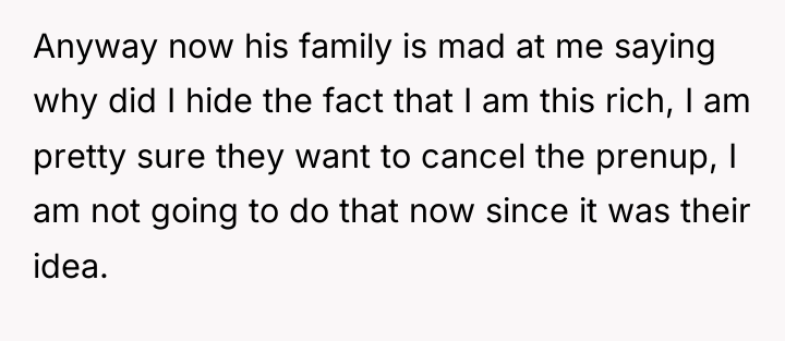 Anyway now his family is mad at me saying why...