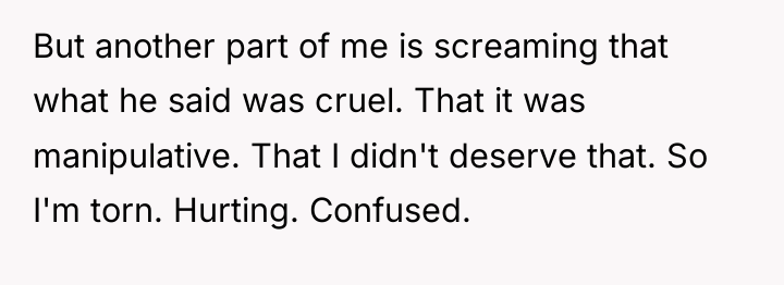 But another part of me is screaming that what he...