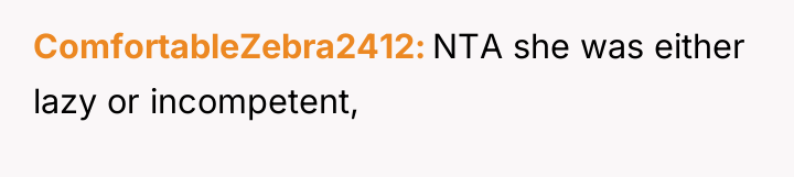 ComfortableZebra2412 NTA she was either lazy or incompetent,