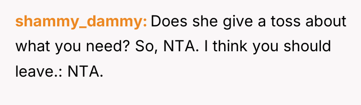 shammy_dammy Does she give a toss about what you need?...