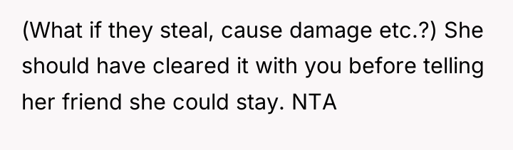 (What if they steal, cause damage etc.?) She should have...