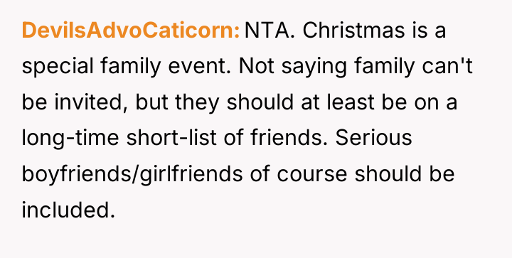 DevilsAdvoCaticorn NTA. Christmas is a special family event. Not saying...
