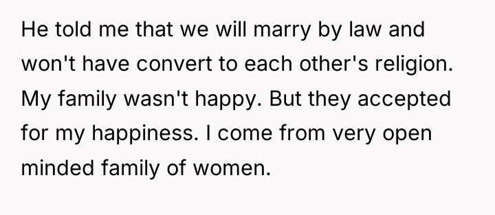 He told me that we will marry by law and...