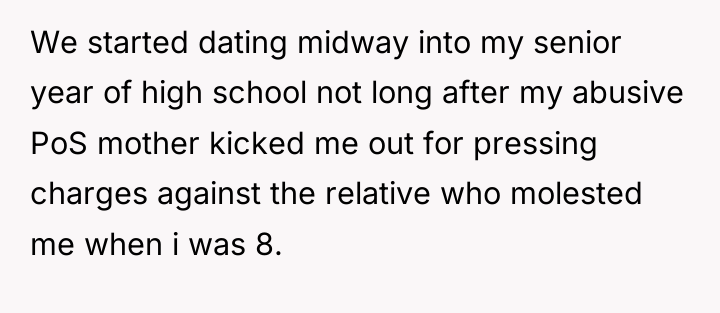 We started dating midway into my senior year of high...