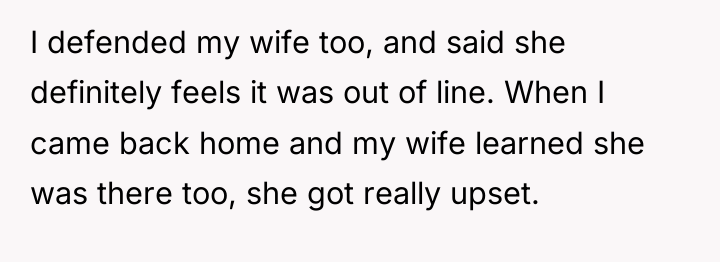 I defended my wife too, and said she definitely feels...