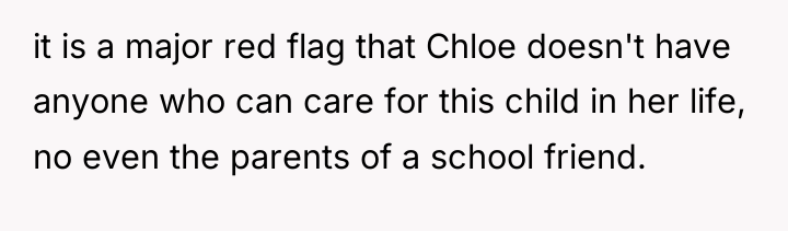 it is a major red flag that Chloe doesn't have...