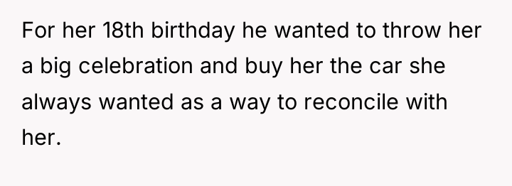 For her 18th birthday he wanted to throw her a...
