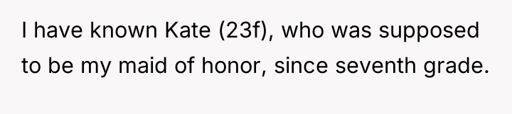 I have known Kate (23f), who was supposed to be...