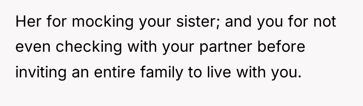 Her for mocking your sister; and you for not even...