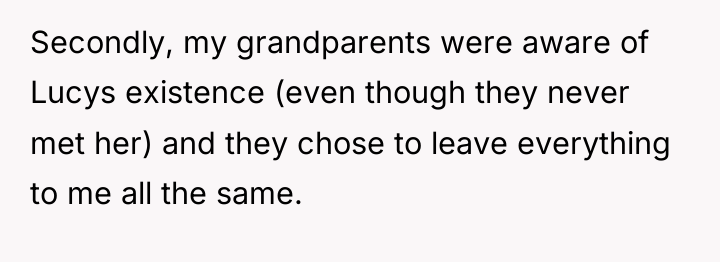 Secondly, my grandparents were aware of Lucys existence (even though...