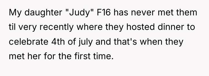 My daughter "Judy" F16 has never met them til very...