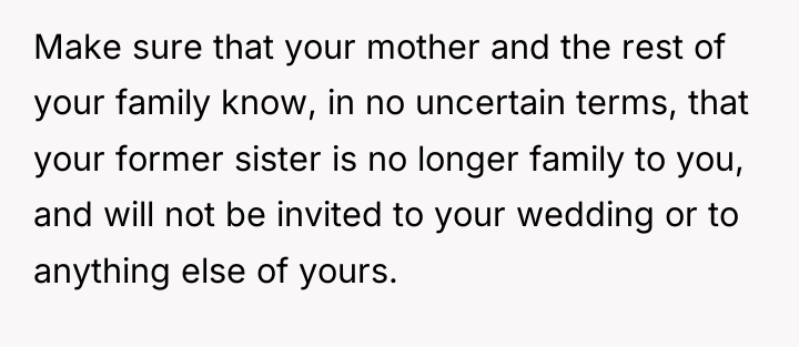 Make sure that your mother and the rest of your...