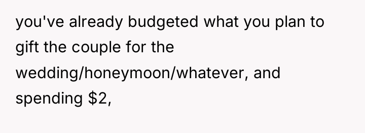 you've already budgeted what you plan to gift the couple...