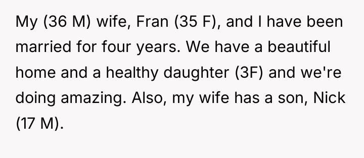 My (36 M) wife, Fran (35 F), and I have...