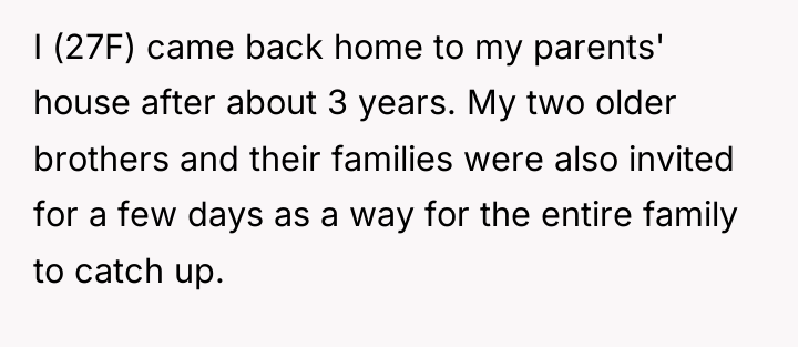 I (27F) came back home to my parents' house after...