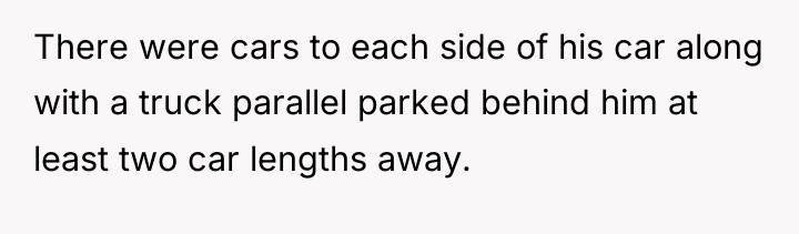 There were cars to each side of his car along...