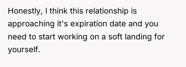Honestly, I think this relationship is approaching it's expiration date...