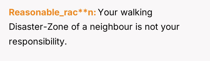 Reasonable_rac**n Your walking Disaster-Zone of a neighbour is not your...