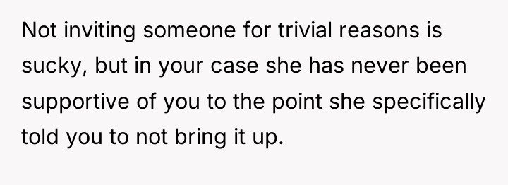 Not inviting someone for trivial reasons is sucky, but in...