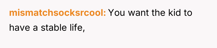 mismatchsocksrcool You want the kid to have a stable life,