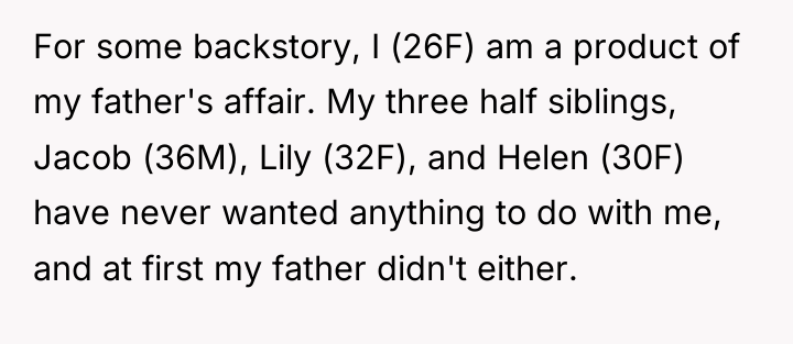 For some backstory, I (26F) am a product of my...
