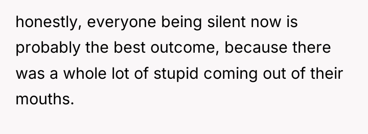 honestly, everyone being silent now is probably the best outcome,...