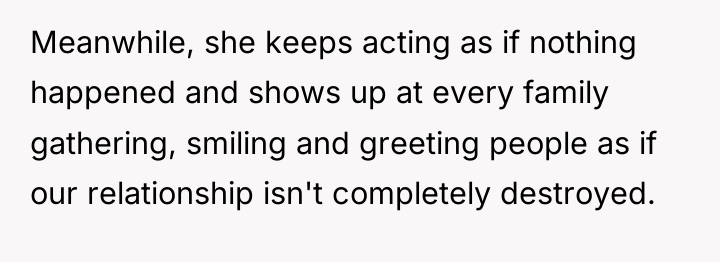 Meanwhile, she keeps acting as if nothing happened and shows...