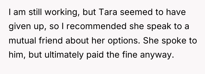 I am still working, but Tara seemed to have given...