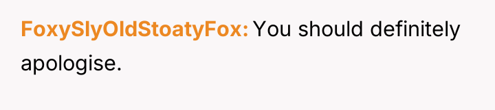 FoxySlyOldStoatyFox You should definitely apologise.