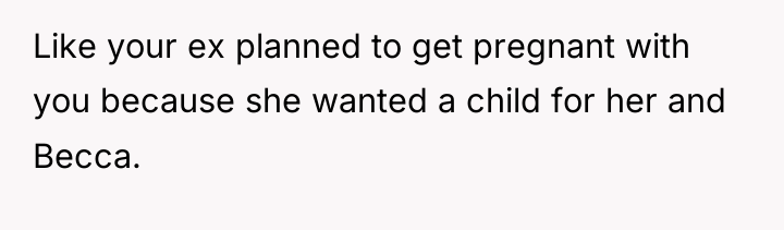 Like your ex planned to get pregnant with you because...