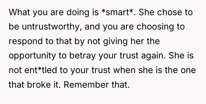 What you are doing is *smart*. She chose to be...