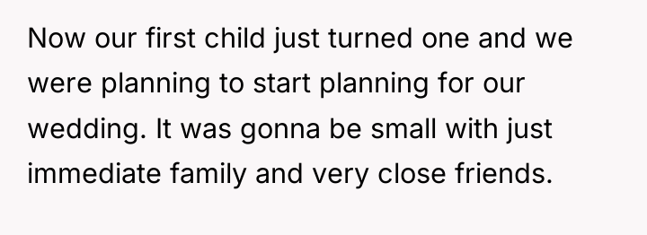 Now our first child just turned one and we were...
